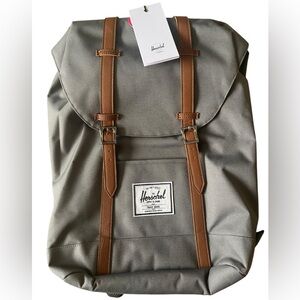 Herschel Supply Company Gray and Brown Backpack with Leather Straps Brandnew